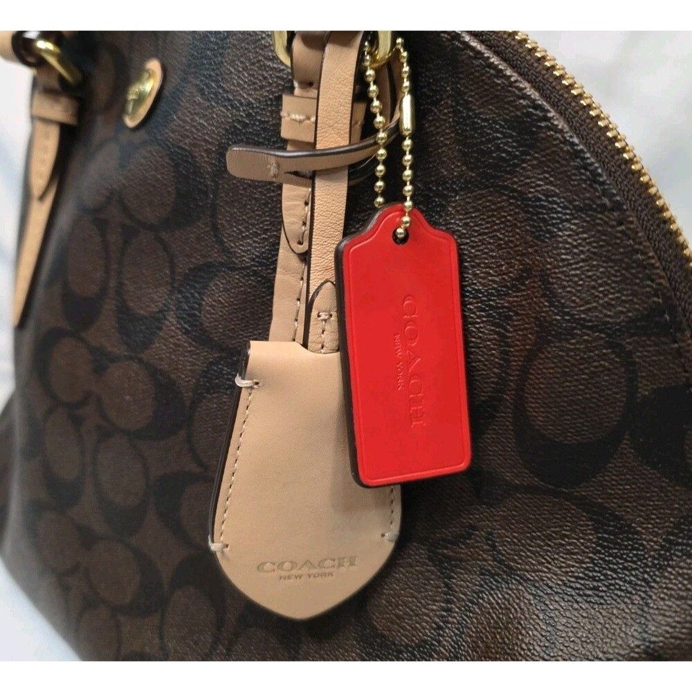 Coach Signature Peyton Cora Domed Satchel Bag Brown Coated Canvas F26184 - Picture 3 of 16